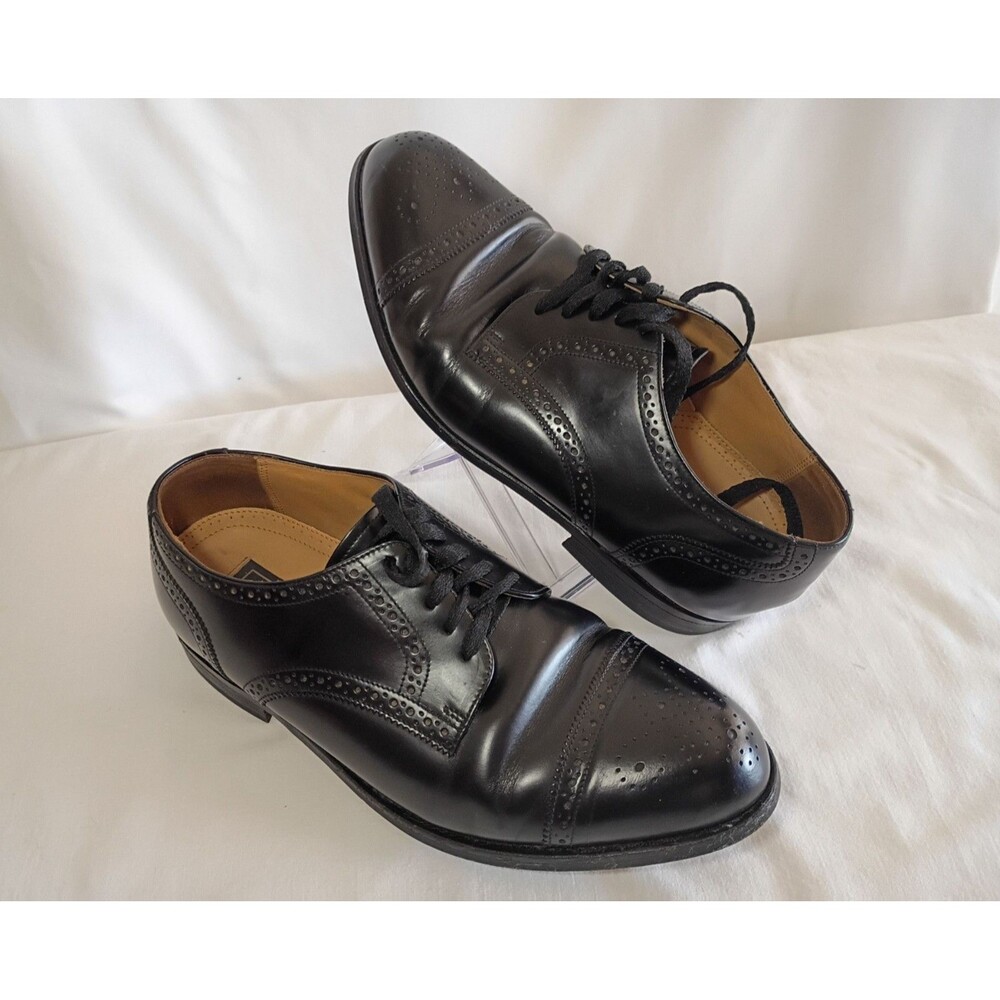 Vintage Bostonian Crown Windsor Oxford Black Leather Wing Tip Brogue Shoes 10 3E